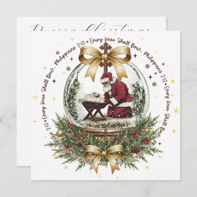 Santa & Manger Christmas Card with Scripture  (Front/Back)