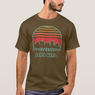 Santa Maria City Skyline Retro Vintage 80s Style T-Shirt