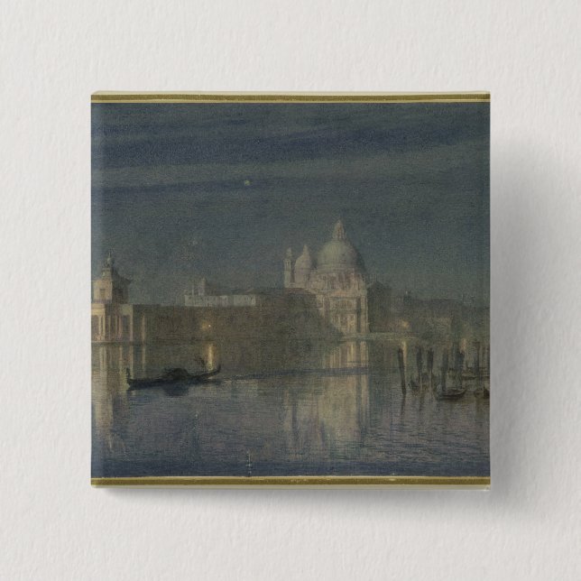 Santa Maria Della Salute, Venice, Moonlight, 1863 Pinback Button (Front)