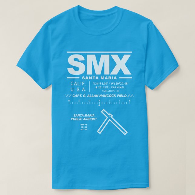 Santa Maria Public Airport SMX T-Shirt (Design Front)