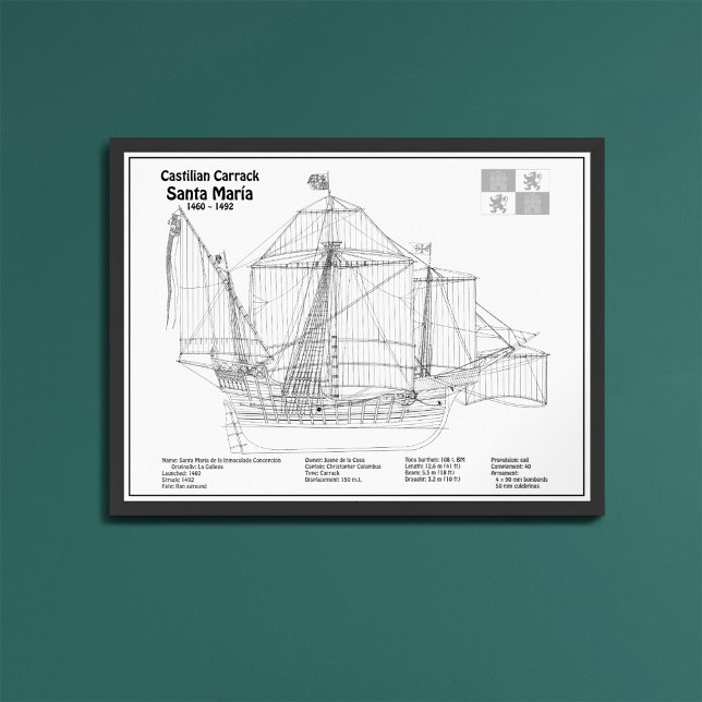 Santa Maria - Ship Blueprint Plans BD Photo Print (Creator Uploaded)