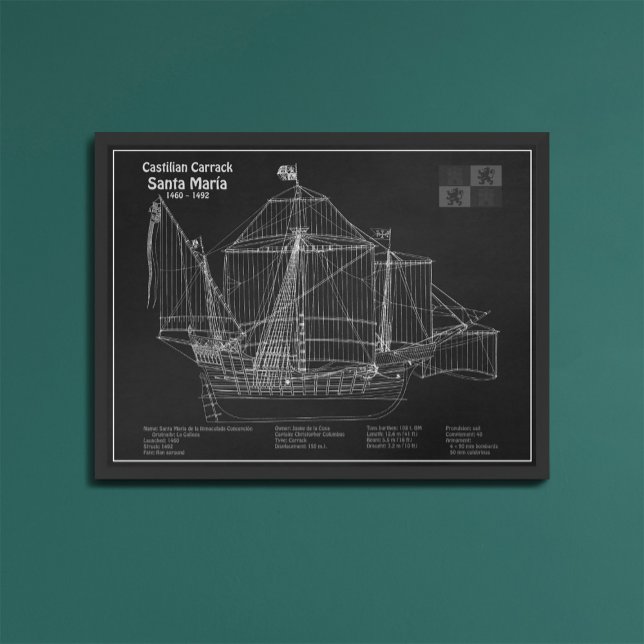 Santa Maria - Ship Blueprint Plans PBD Framed Art (Creator Uploaded)