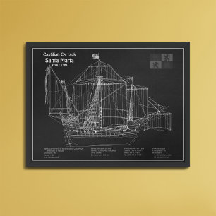 Santa Maria - Ship Blueprint Plans PBD Photo Print