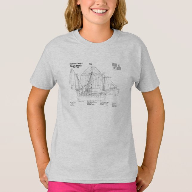 Santa Maria - Ship Blueprint Plans SD T-Shirt (Front)