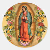 Santa Maria, Virgen de Guadalupe Mother Mary Roses Classic Round ...