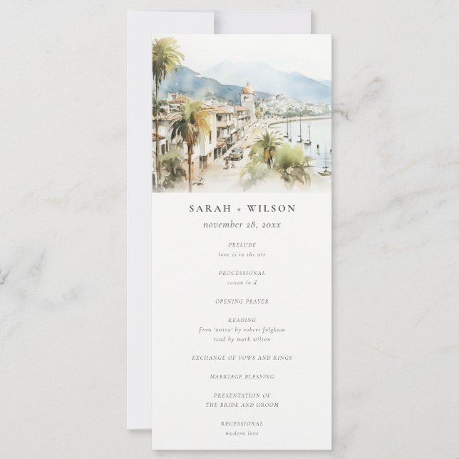 Santa Marta Colombia Landscape Wedding Program (Front)