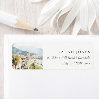 Santa Marta Colombia Watercolor Landscape Address Label