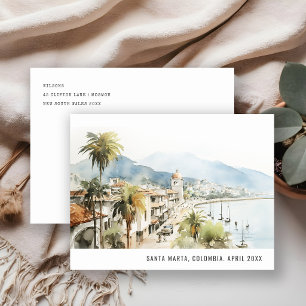 Santa Marta Colombia Watercolor Landscape Travel Holiday Postcard