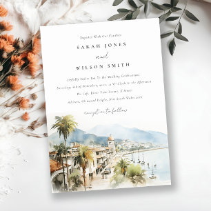 Santa Marta Colombia Watercolor Landscape Wedding Invitation
