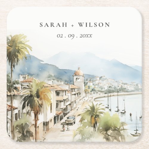 Santa Marta Colombia Watercolor Landscape Wedding