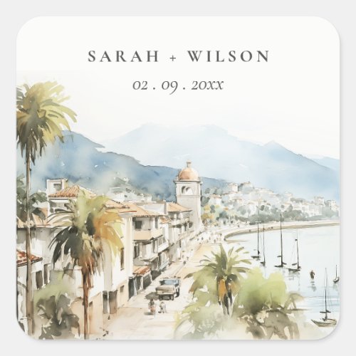 Santa Marta Colombia Watercolor Landscape Wedding
