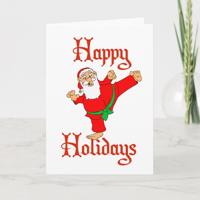 Santa Martial Artist Karate Christmas Holidays Holiday Card (Front)