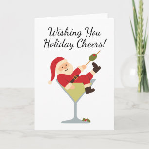 Santa Martini Holiday Cheers Christmas Card