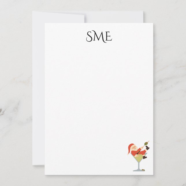 Santa Martini Monogram Thank You Cards (Front)