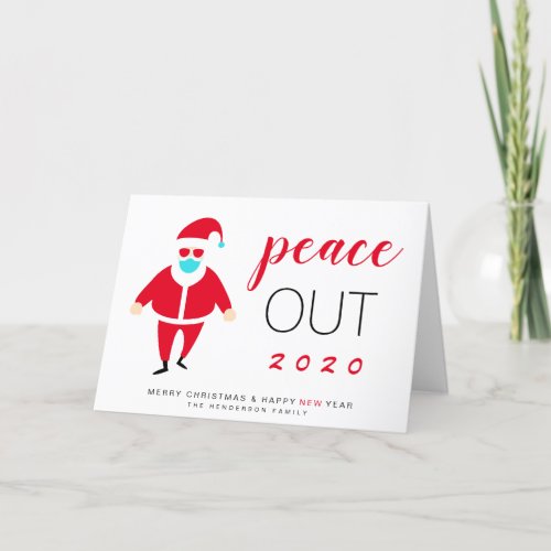 Santa Mask Peace Out 2020 Funny Christmas Holiday Card