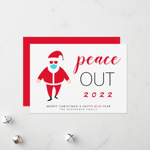 Santa Mask Peace Out 2021 Funny Christmas Holiday Card