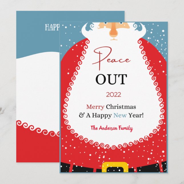 Santa Mask Peace Out 2022 Funny Christmas  Holiday Card (Front/Back)