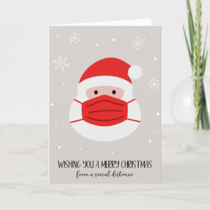 Santa Mask Social Distance Christmas Holiday Card