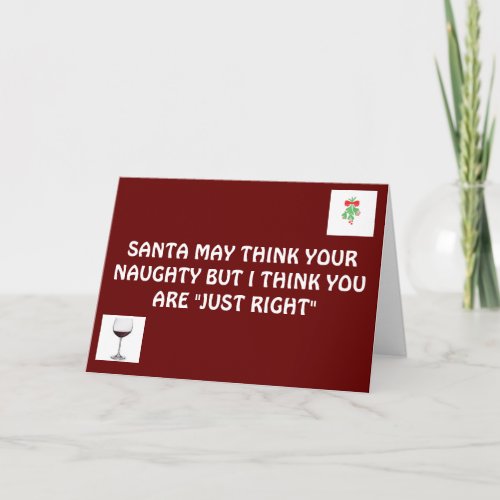 SANTA MAY THINK U R NAUGHTY_I THINK U R JUST RIGHT HOLIDAY CARD