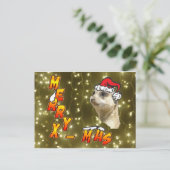 Santa Meerkat Merry Christmas Sparkling Postcard (Standing Front)
