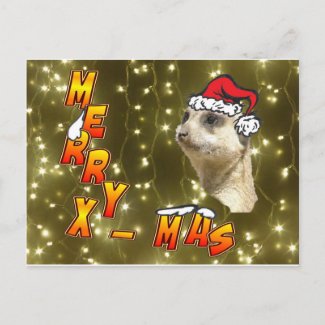 Santa Meerkat Merry Christmas Sparkling Postcard