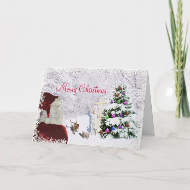 Santa Meets Jesus Holiday Card (Front)