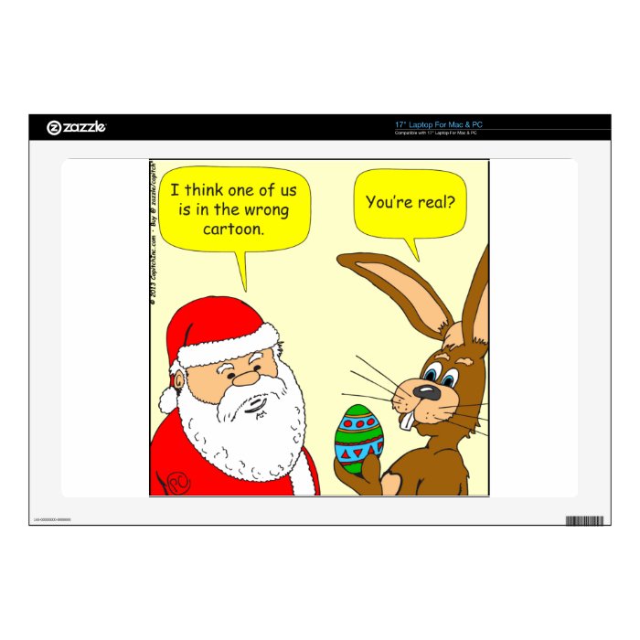 Santa meets the Easter Bunny   Cartoon 17" Laptop Skin