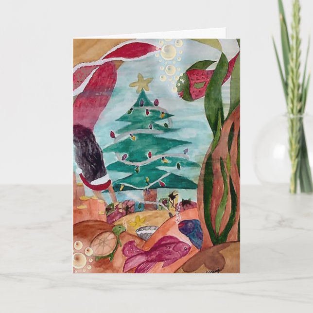 Santa Mermaid Christmas card (Front)