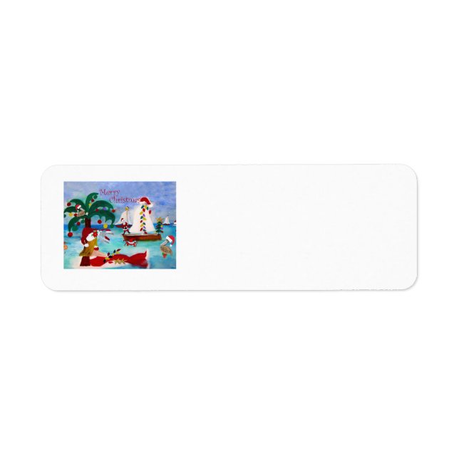 Santa mermaid Holiday boat parade with my art Label (Front)