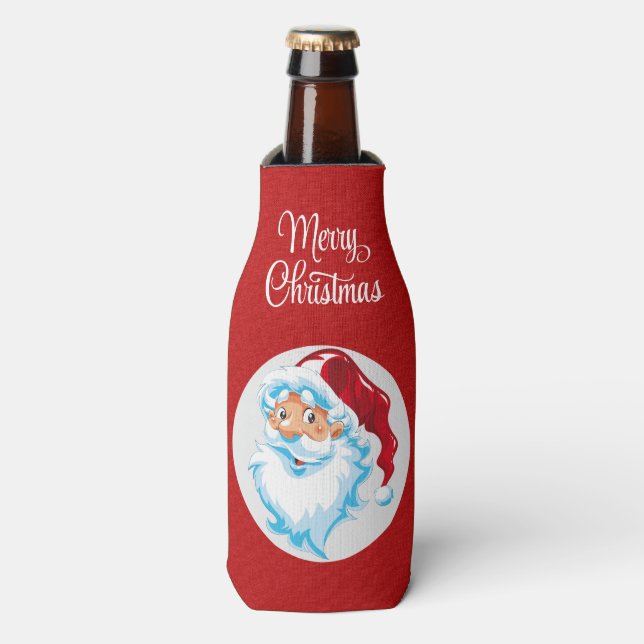 Santa Merry Christmas Bottle Cooler (Bottle Front)