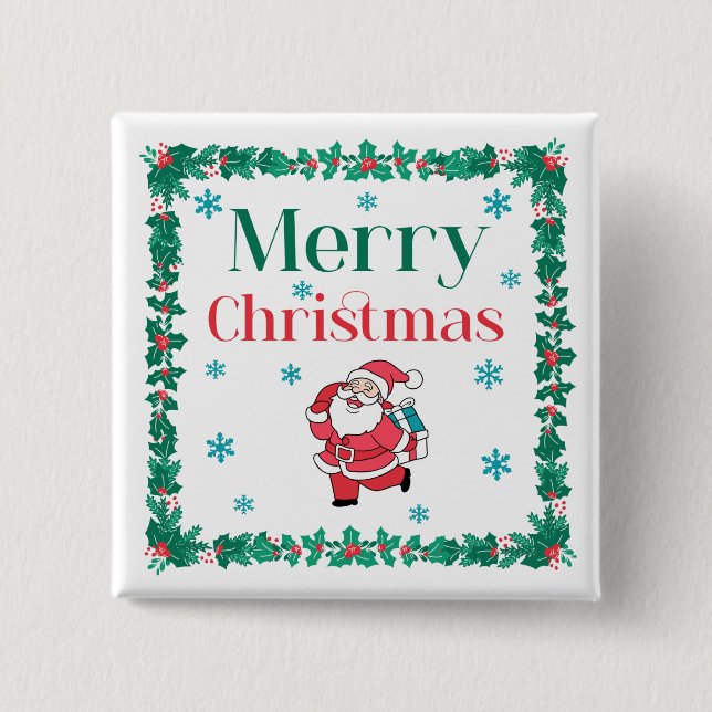 Santa Merry Christmas Button (Front)