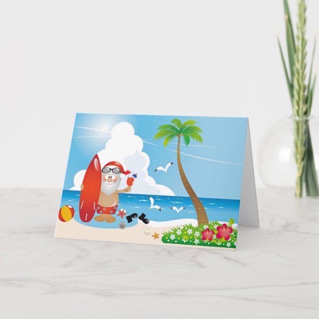 Santa Merry Christmas from the Beach Holiday Card (Front)