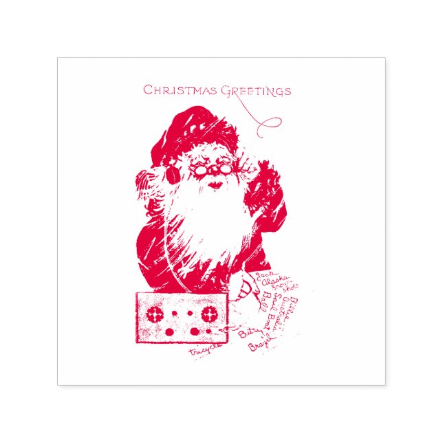 SANTA ~ Merry Christmas Greetings ~ Self-inking Stamp (Design)