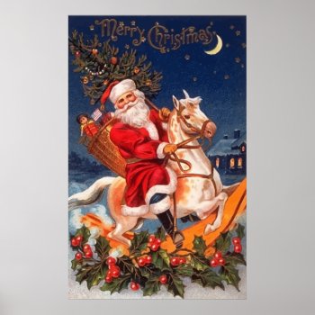 Santa Merry Christmas Poster by christmas__gifts at Zazzle