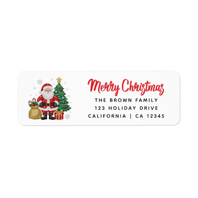 Santa Merry Christmas | Red Typography Label (Front)