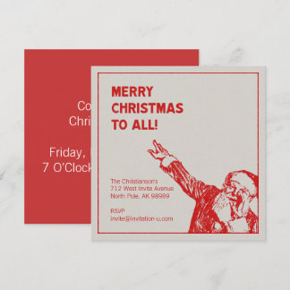 Santa: "Merry Christmas to All!" Party Invitation