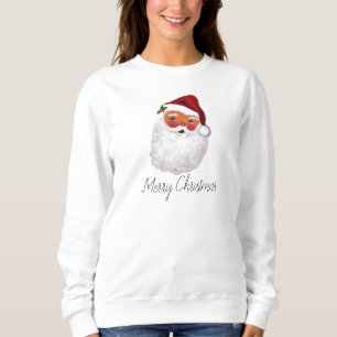 Santa Merry Christmas Vintage Retro Watercolor Sweatshirt