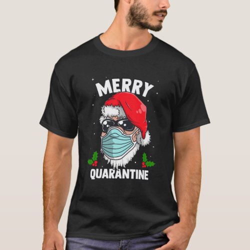 Santa Merry Quarantine Funny Christmas Humor Pande T_Shirt
