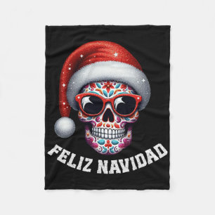 Santa Mexico Calavera Christmas Mexican Feliz Navi Fleece Blanket