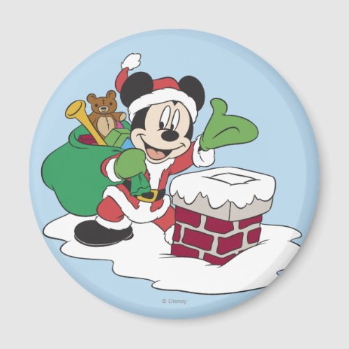 Santa Mickey Going Down Chimney Magnet