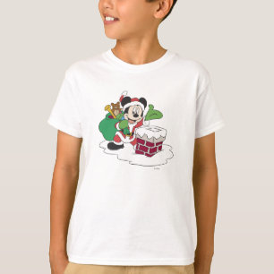 Santa Mickey Going Down Chimney T-Shirt