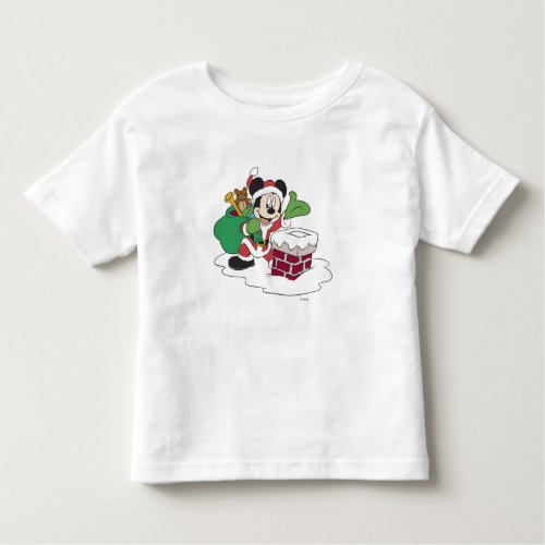Santa Mickey Going Down Chimney Toddler T_shirt