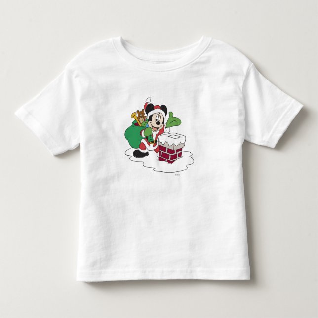 Santa Mickey Going Down Chimney Toddler T-shirt (Front)