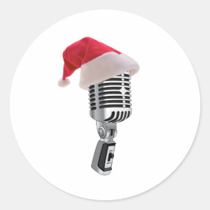 santa microphone classic round sticker
