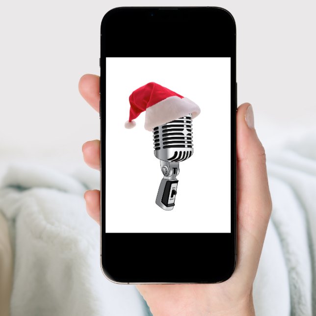 santa microphone holiday card (Front Digital)