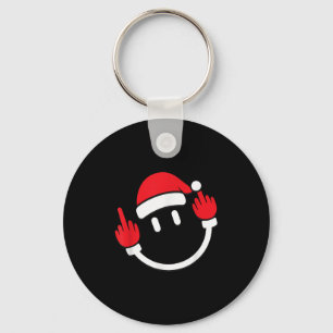 Santa Middle Finger Flip Off _ Christmas Profanity Keychain