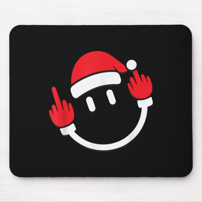 Santa Middle Finger Flip Off _ Christmas Profanity Mouse Pad (Front)