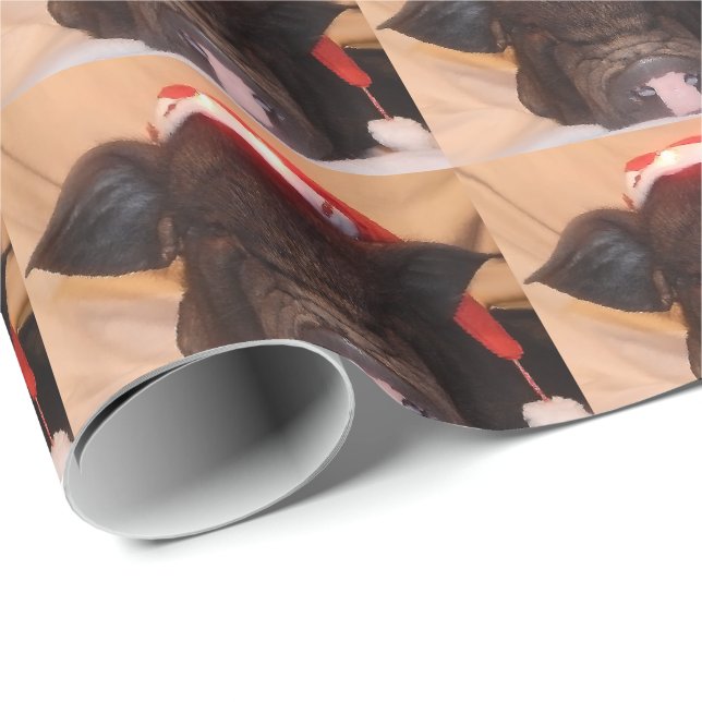Santa Mini Pig Wrapping Paper (Roll Corner)