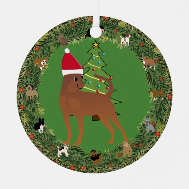 Santa Miniature Pinscher Metal Ornament (Front)