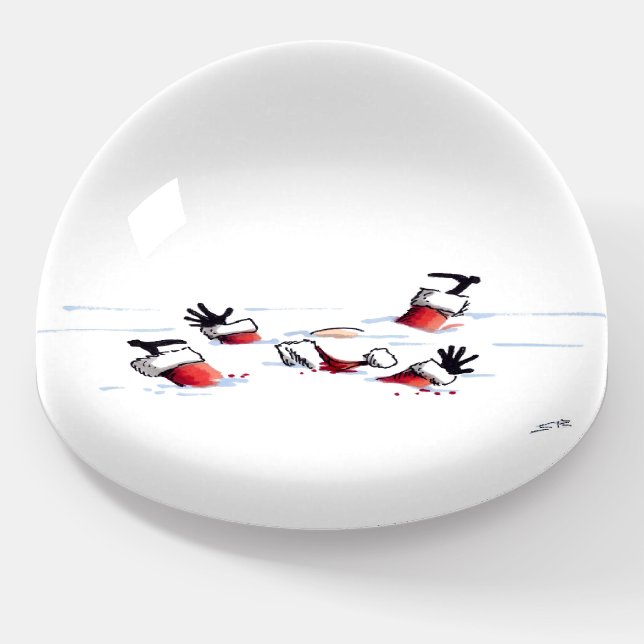 Santa Mob Hit glass dome paperweight (Angled)